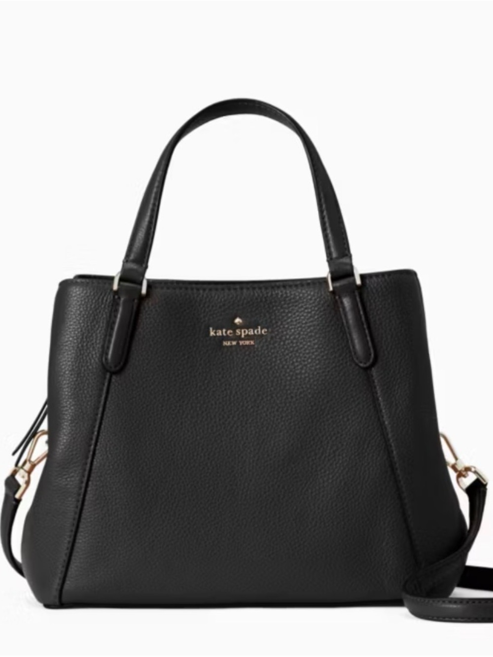 kate spade MINI Black Pebble Leather Satchel with Gold Accents